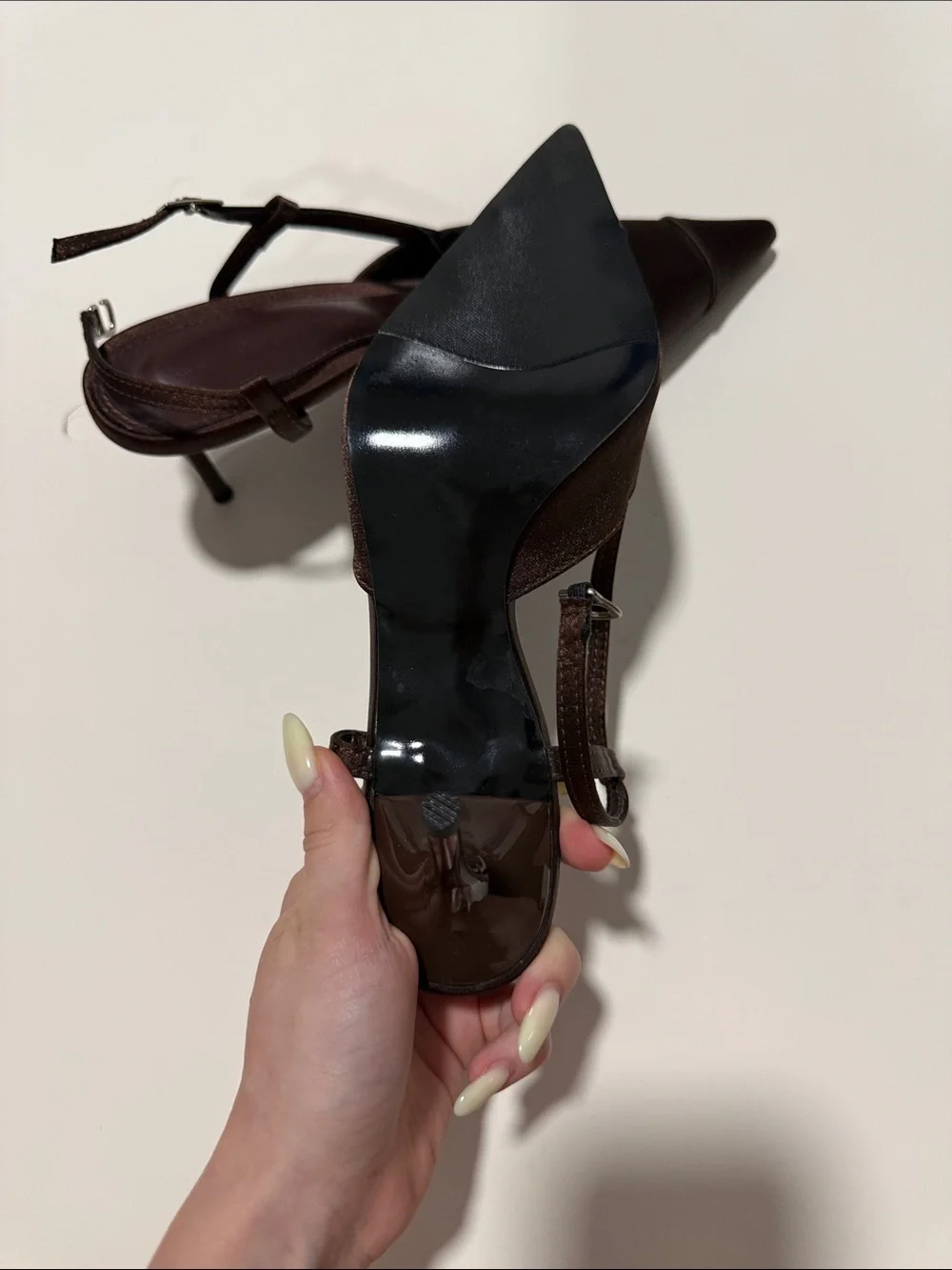 Women's Pointed Toe Slingback Heels in Dark Brown